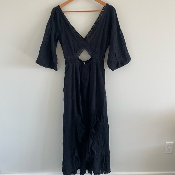 NWOT free people X’s and O’s midi black dress - Picture 3 of 7